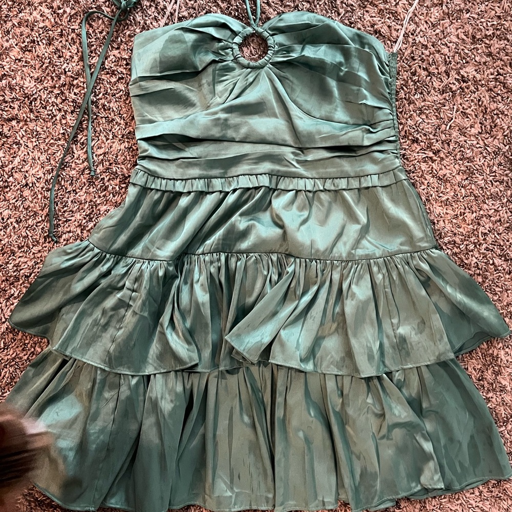 Elegant Green Tiered Dress